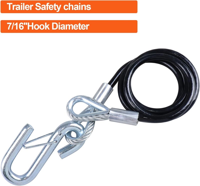 TeukRiGa 5/16" x 44-1/2" Grade 30 Steel Black Boat Trailer Safety Chain with 1 Spring Clip Hooks 5000 lbs, 2 Pcs (5/16" x 44-1/2") - Image 5